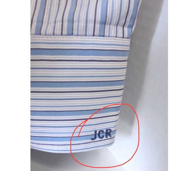 Hamilton Custom Shirtmaker Blue White Striped Button Down Dress Shirt 17 34/35? - Picture 4 of 8